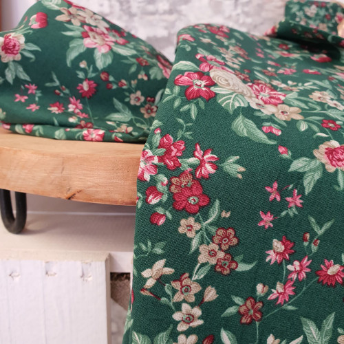 Westfalenstoffe Baumwollstoff Druckstoff Trondheim Blumen Grün