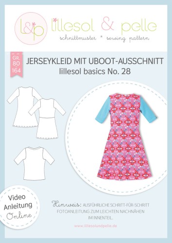 Lillesol & Pelle Schnittmuster basics No.28 Jerseykleid mit Uboot-Ausschnitt *mit Video-Nähanleitung