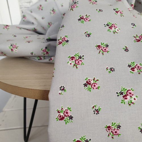 Westfalenstoffe Baumwollstoff Prinzessin Blumen Grau