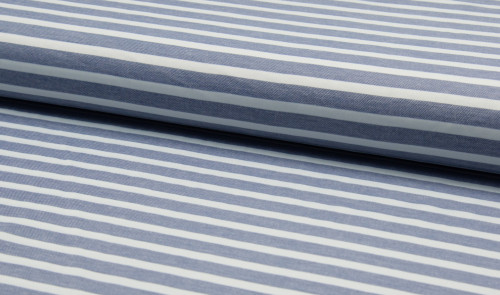 Viskose Streifen Weiß Blau