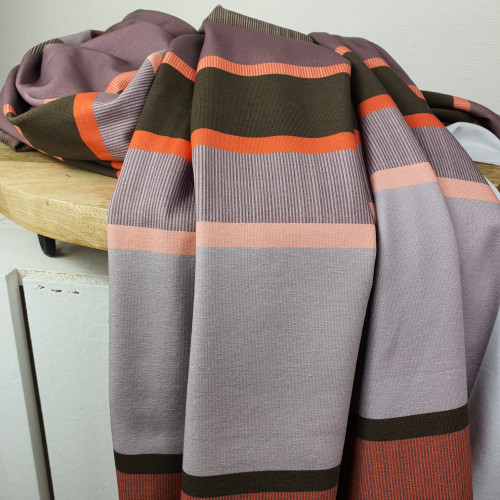Lillestoff Bio Jersey Susalabim Streifenmuster Taupe Orange