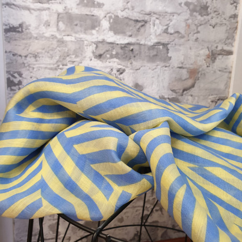 Tencel Blau Gelb Gestreift