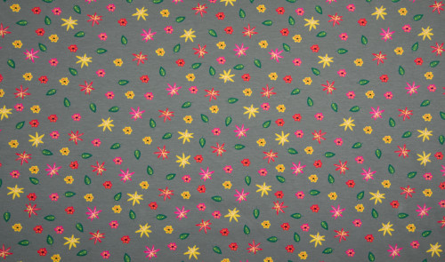 Jersey Blumen Grau