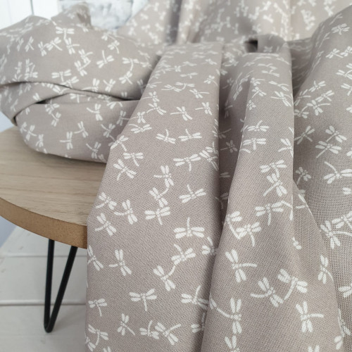 Westfalenstoffe Baumwollstoff Libellen Beige
