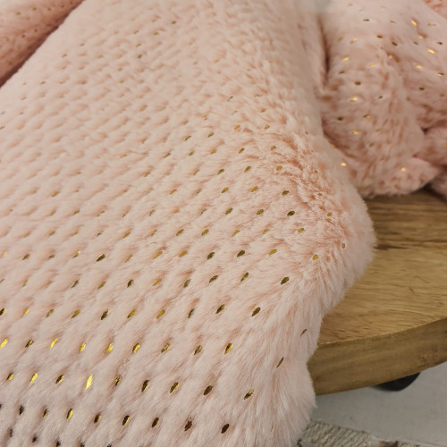 Hilco Kunstfell Goldene Punkte Rosa