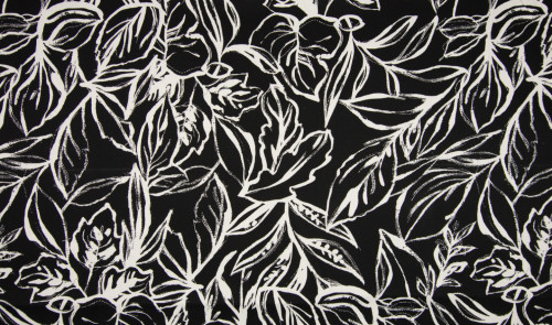 Baumwollstoff Satin Stretch Druck Blätter